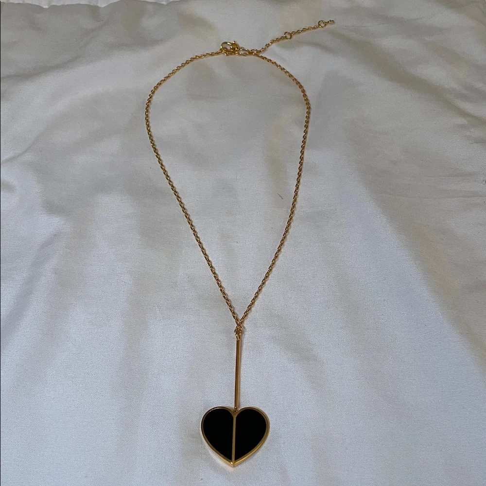 KATE SPADE - Heritage Linear Heart Swing Necklace in Black - Picture 3 of 5